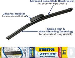 Rain-X 5079272-2 Repellency Water Repellent Wiper Blades, 14" Windshield Wiper, All Weather Streak-Free for Enhanced Visibility w/Water Repellency Formula