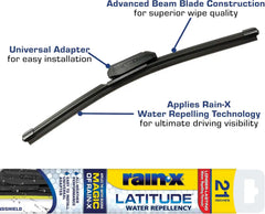 Rain-X 5079278-2 Repellency Water Repellent Wiper Blades, 21" Windshield Wiper, All Weather Streak-Free for Enhanced Visibility w/Water Repellency Formula