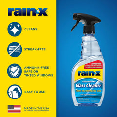 Rain-X RainX 630018 Glass Cleaner, Concentrated Streak-Free Formula for Car Windows, Windshield & Mirrors, Removes Bug Residue, Road Grime & Smoke Film - 23 Fl Oz