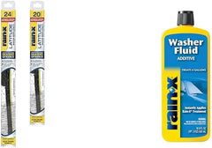 Rain-X Windshield Care Bundle: Latitude 2-in-1 Water Repellent Wiper Blades (24" & 20") + 16.9 fl. oz Washer Fluid Additive