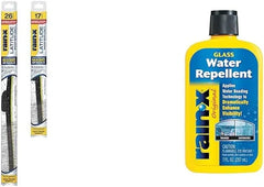 Rain-X Windshield Weather Protection Bundle - 26" & 17" Latitude 2-in-1 Water Repellent Wiper Blades (2-Pack) with 7 oz. Glass Treatment