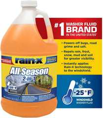 Rain-X All Season -25°F 2-in-1 De-Icer & Bug Remover Windshield Washer Fluid - 1 Gallon (Pack of 6)