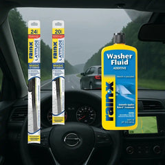 Rain-X Windshield Care Bundle: Latitude 2-in-1 Water Repellent Wiper Blades (24" & 20") + 16.9 fl. oz Washer Fluid Additive