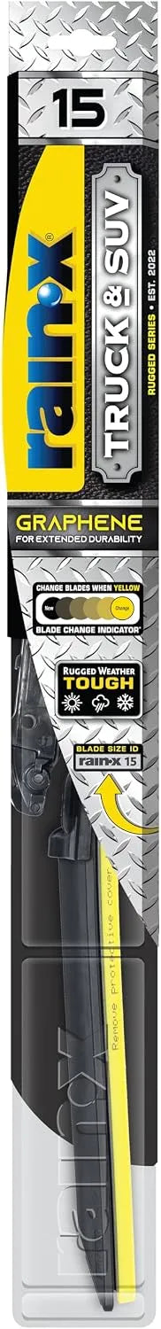 Rain-X 870115 Truck & SUV Rugged Series Premium Wiper Blades, 15 Inch Windshield Wipers (Pack Of 1), Automotive Replacement Windshield Wiper Blades Engineered For All Driving Adventures