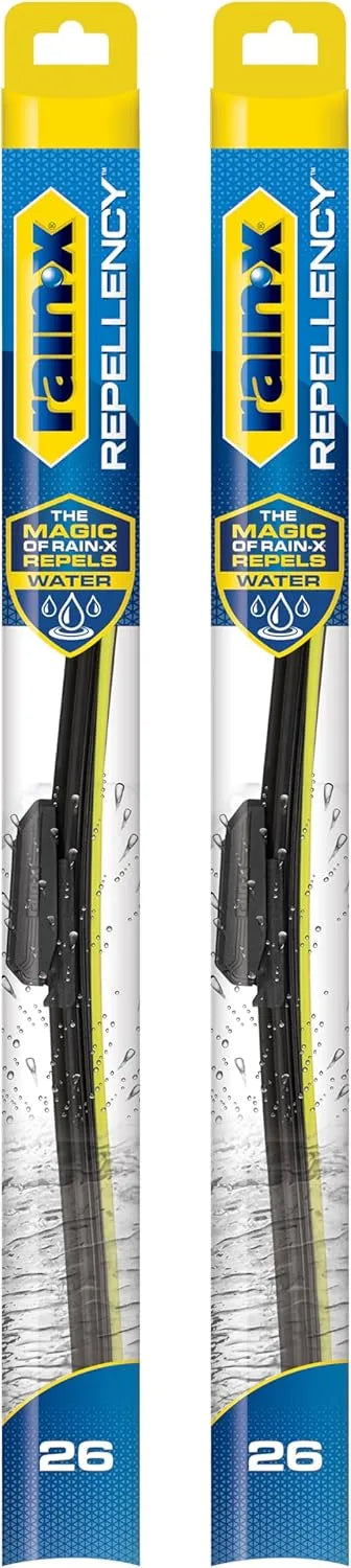Rain-X 810365 Repellency Water Repellent Wiper Blades, 26" Windshield Wipers (Pack of 2), All Weather Streak-Free for Enhanced Visibility w/Water Repellency Formula [Amazon Exclusive]