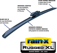 Rain-X 870420 Rugged XL Wiper Blade 20", Windshield Wipers Replacement, Quiet & Durable Beam Design, All Weather Performance & Easy Universal Install, Blade Wear Indicator (Pack of 1)