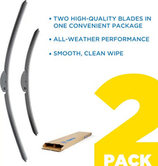 Rain-X 810330 Total Clear Beam Wiper Blades 26" & 16" Windshield Wipers for All-Weather Performance, Rubber Squeegee for Smooth Clean Wipe & Quiet Operation - 2 Pack Value
