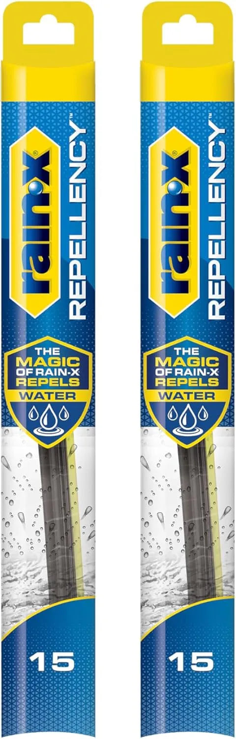 Rain-X 810357 Repellency Water Repellent Wiper Blades, 15" Windshield Wipers (Pack of 2), All Weather Streak-Free for Enhanced Visibility w/Water Repellency Formula [Amazon Exclusive]