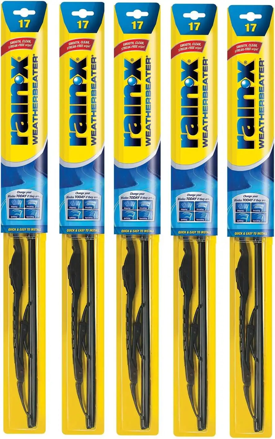 Rain-X RX30217-5PK Weatherbeater Wiper Blade - 17" Windshield Wipers (Pack Of 5), Automotive Replacement Windshield Wiper Blades That Meet Or Exceed OEM Quality And Durability Standards