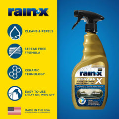 Rain-X 630177SRP Cerami-X Glass Cleaner + Water Repellent, 23oz - Cleaning Effectively While Remaining Streak Free, Protecting Against Contaminants and Stains