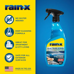 Rain-X 620143 Waterless Car Wash and Rain Repellent, 23 fl. oz. Rinseless Cleaner Spray for a Spot Free Finish, Perfect for Quick and Easy Detailing. Premium No Rinse for on the go Washing