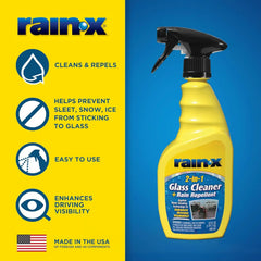 Rain-X 5071268 2-in-1 Glass Cleaner and Rain Repellant, 23 oz. (Pack of 1) - Provides a Streak-Free Clean for Automotive Glass While Preventing Sleet, Snow, Ice, and Road Spray Build Up