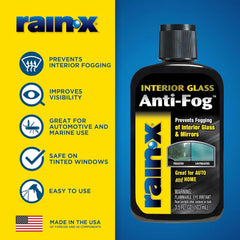 Rain-X AF21106D Glass & Mirrors Anti-Fog Treatment, Prevents Fogging & Steaming on Windshield and Visors, Improves Visibility, Great for Auto & Home