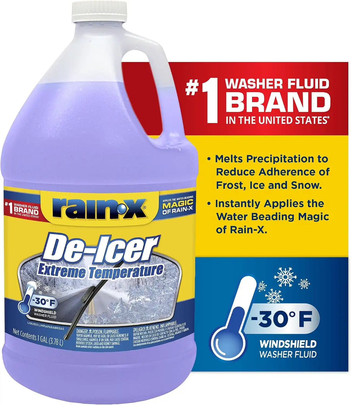 Rain-X -30°F Extreme Temperature De-Icer Windshield Washer Fluid - 1 Gallon (Pack of 6)