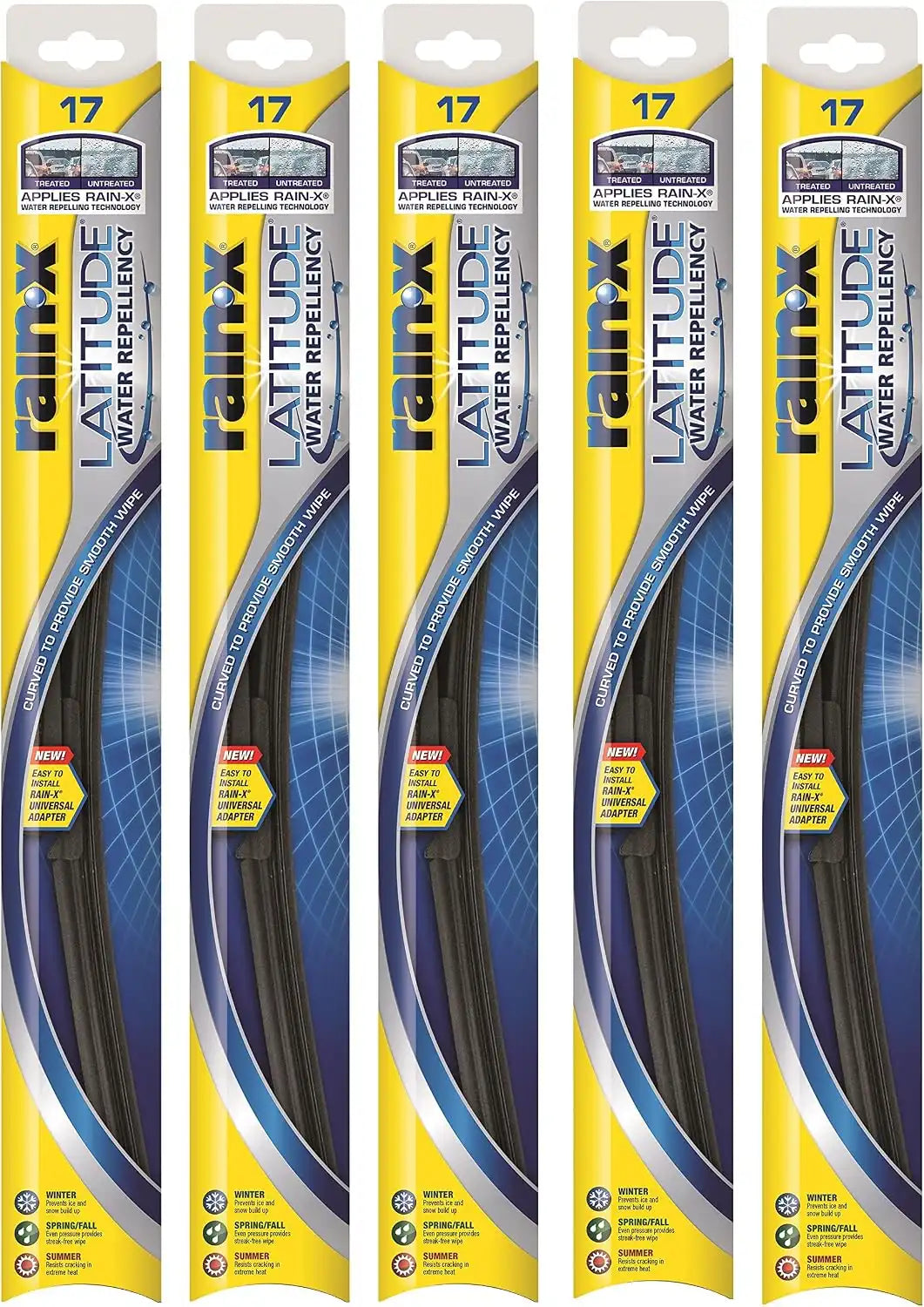 Rain-X 5079275-2-5PK Latitude 2-IN-1 Water Repellency Wiper Blade, 18" (Pack of 5)