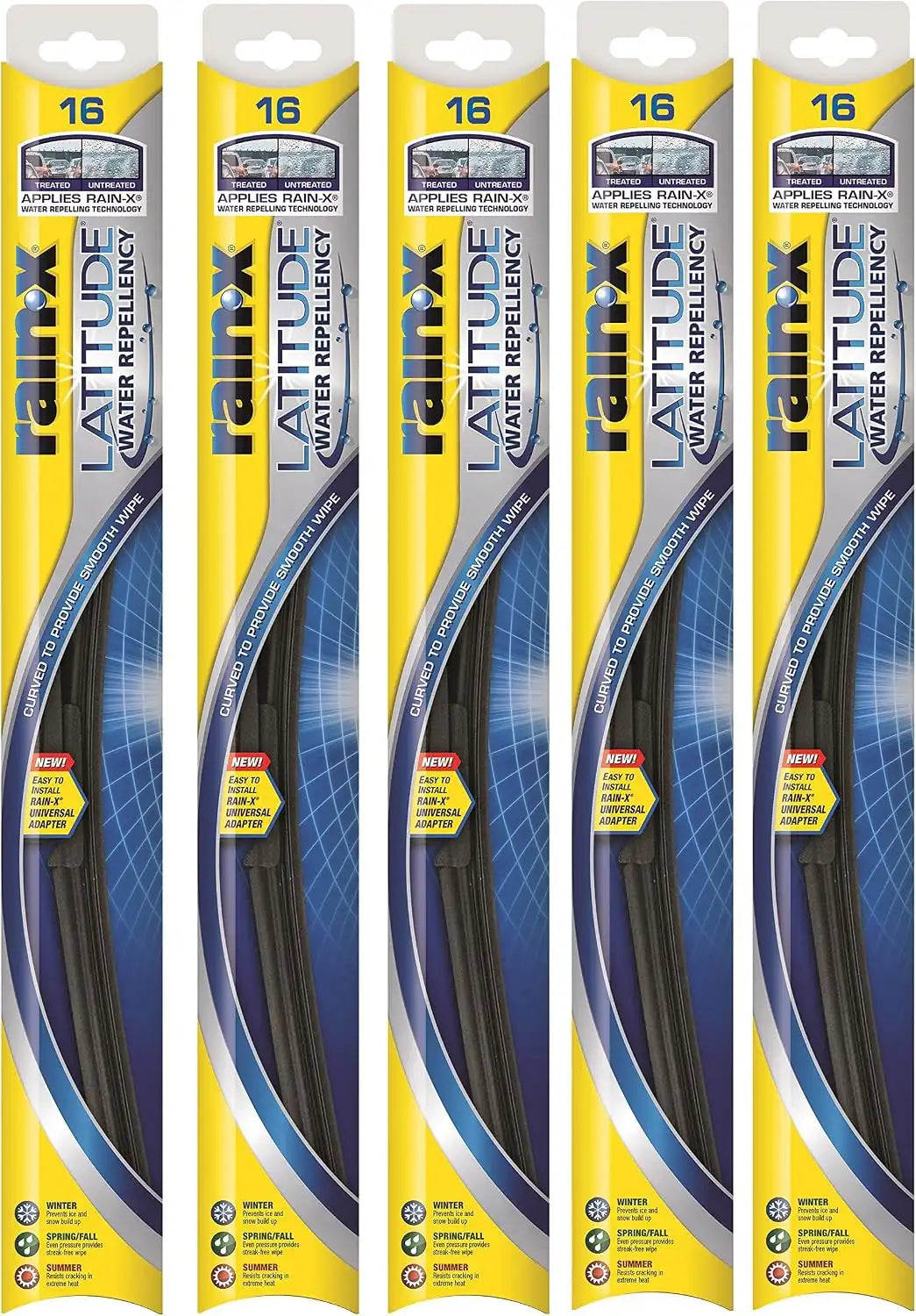 Rain-X 5079274-2-5PK Latitude 2-IN- 1 Water Repellency Wiper Blade, 16" (Pack of 5)